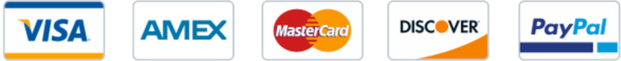 Visa, American Express, Mastercard, Discover and PayPal